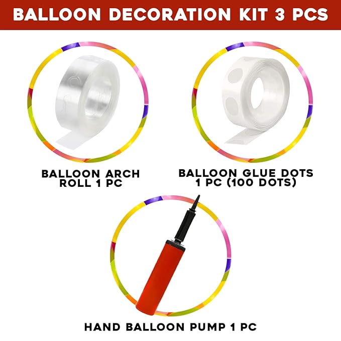 Party Propz Polypropylene (Pp) Balloon Garland|Arch|Decorating Strip Kit For Diy Balloon Garland|Diy Balloon Arch Kit|Hand Balloon Pump Set Of 3|Multicolor
