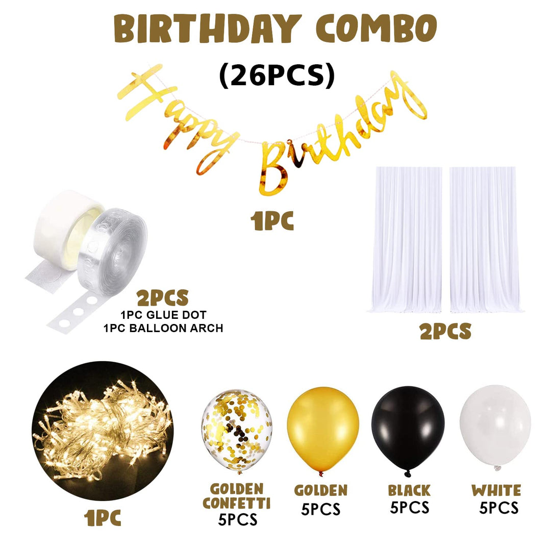Party Propz Birthday Decoration Items - Canopy Tent For Decoration | Happy Birthday Decoration Kit | Metallic Balloons For Decoration Net, Light | Cabana Tent For Birthday Girl, Women, Husband, Boy