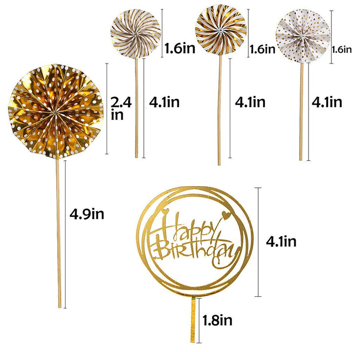 Party Propz Happy Birthday Cake Topper - 6Pcs, Birthday Decoration Items For Girl | Cake Toppers For Cake Decoration | Happy Birthday Cake Topper | Cake Decoration Items | Confetti Balloon Cake Topper