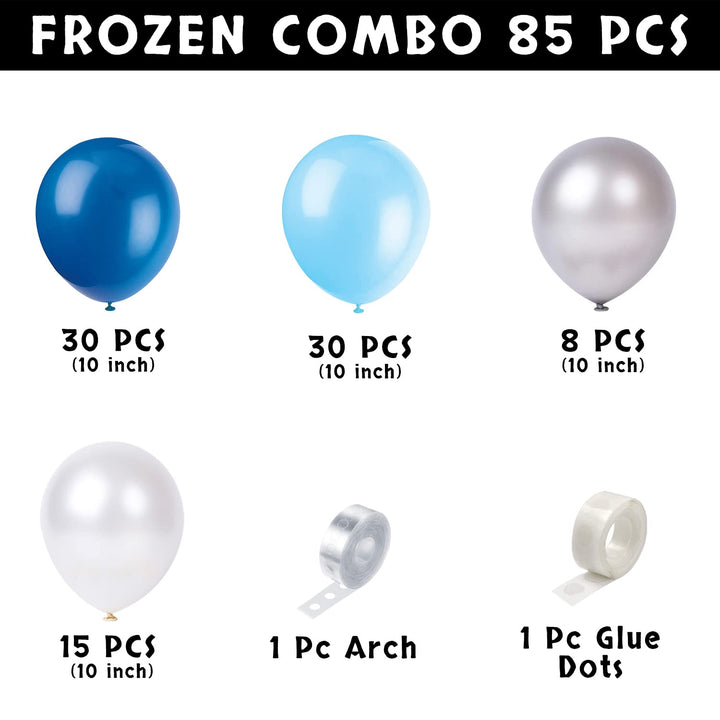 Party Propz Blue Balloons for Decorations - Huge 85 Pcs Frozen Theme Balloons For Decorations | Birthday Decoration Items for Kids | Balloons for Girl Birthday Decorations