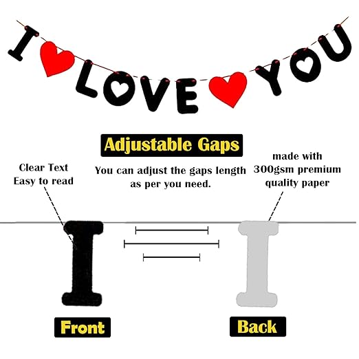 Party Propz I Love You Banner - Love You Banner | Love Banner Decoration | I Love U Decoration Items | Happy Birthday Banner | Anniversary Love Decoration | Anniversary Decoration Items For Room