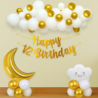 Half Birthday Decoration Kit – 33 Pcs with White & Gold Balloons