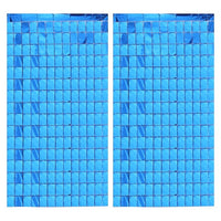 Party Propz Foil Curtains Decoration (Blue, 6ft x 2ft) -2Pcs