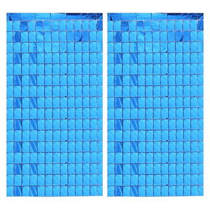 Party Propz Foil Curtains Decoration (Blue, 6ft x 2ft) -2Pcs