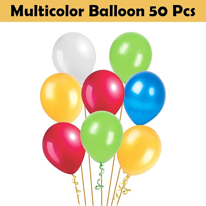 Party Propz Multicolor Metallic Balloons - Pack of 50 Pcs | Happy Birthday Decoration Items for Boy and Girl | Multicolor Metallic Balloons for Birthday Decoration | Anniversary Decoration Items