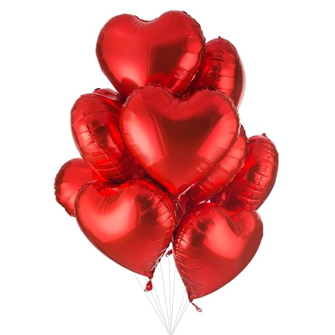 Party Propz 18 inch Air-Filled Foil Balloons for Birthday | Anniversary | Wedding Party Decoration Pack of 5 (5Pcs Red Heart)