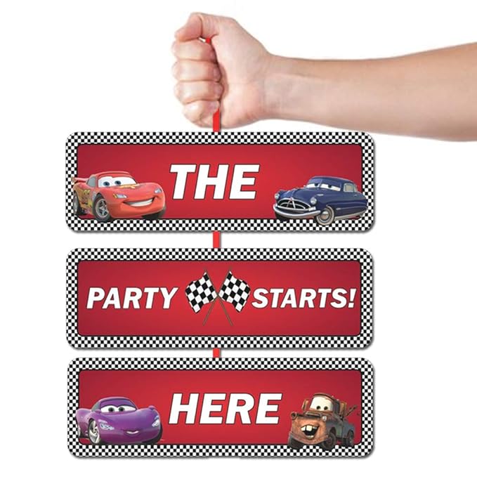 Party Propz Car Theme Decoration For Birthday- Hanging Banner for Decoration(Cardstock) | Mcqueen Car Theme Birthday Decoration | Happy Birthday Decoration For Kids | Mcqueen Car Theme Birthday Banner