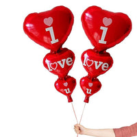 Party Propz I Love You Foil Balloons for Birthday Decoration - Pack of 2Pcs Birthday Decoration Items | With Heart Foil Balloons | Balloons for Anniversary, Engagement, Proposal | Red Balloons