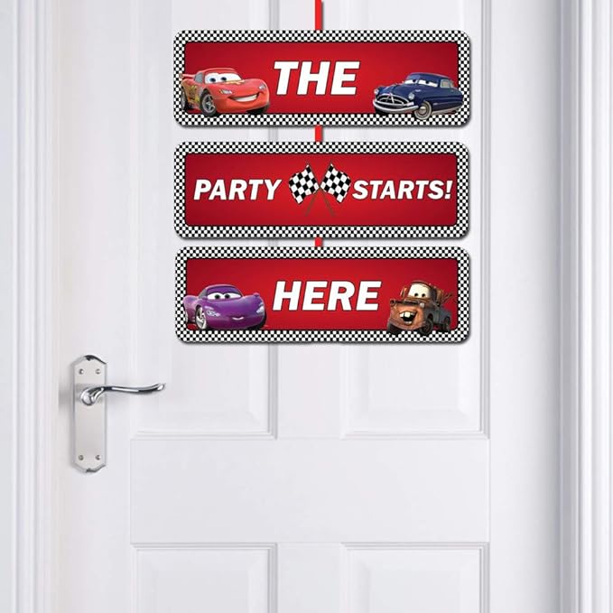 Party Propz Car Theme Decoration For Birthday- Hanging Banner for Decoration(Cardstock) | Mcqueen Car Theme Birthday Decoration | Happy Birthday Decoration For Kids | Mcqueen Car Theme Birthday Banner