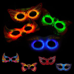 Party Propz Glow In The Dark Eye Masks - 4pcs Glow Mask Set | Multicolour Glowing Mask | Neon Bands For Party | Radium Stick | Glow Bands For A Party | Fluorescent Band For Dj Party | Light Band