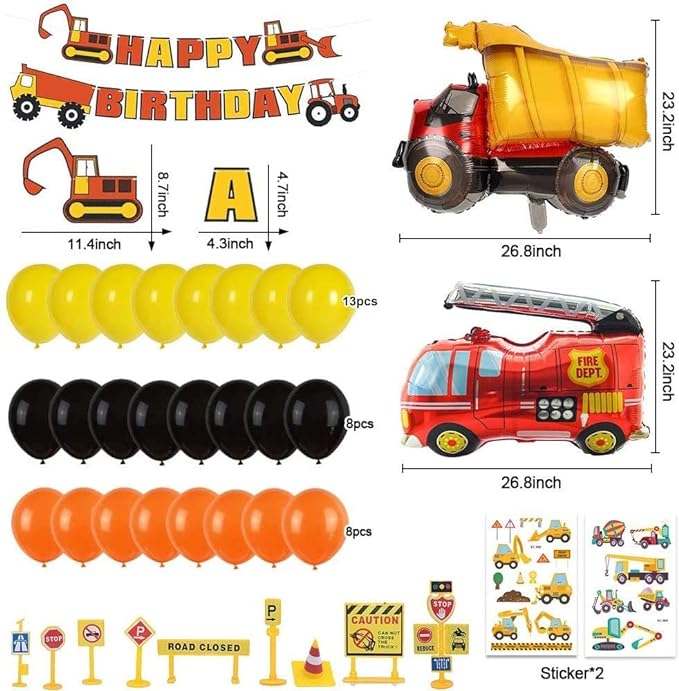 Party Propz Construction Theme Birthday Decoration - 44Pcs,Jcb Theme Birthday Party Decorations|Truck Theme Birthday Party Decorations|Vehicle Theme Birthday Decorations For Boys