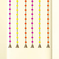 Party Propz Multicolor Pom Pom Hangings for Decoration -6pcs Handmade Wall Hangings Latkans for Decoration | Haldi Decoration Items | Pom Pom Latkan With Golden Bells for Decoration | Pooja Decoration