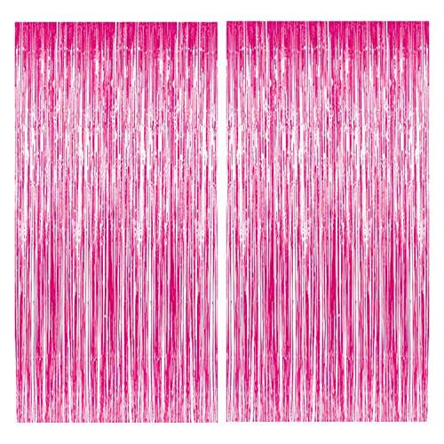 Party Propz Pink Foil Curtain - Pack of 2 Pcs | Foil Curtains for Birthday Decoration | Girls Birthday Decoration | Baby Shower, Bride to Be Decoration, Birthday Celebration, Anniversary, Engagement