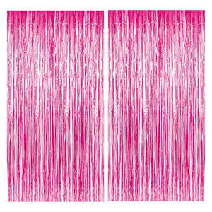 Party Propz Pink Foil Curtain - Pack of 2 Pcs | Foil Curtains for Birthday Decoration | Girls Birthday Decoration | Baby Shower, Bride to Be Decoration, Birthday Celebration, Anniversary, Engagement