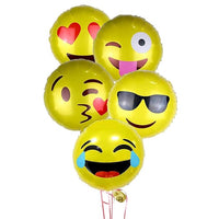 Party Propz Emoji Balloons For Decoration -5pcs For Kid Birthday Decoration | Smiley Balloons For Decorations | Helium Balloons For Baby Bday Decoration | Foil Balloons For Birthday | Love, Funny, Heart Emoji