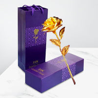 Valentine's Day Artificial Golden Rose Flower with Gift Box - 1Pc Valentine's Day Gifts for Girlfriend/Wife, Boyfriend/Husband