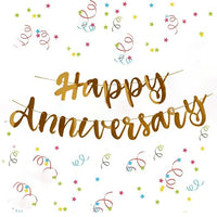 Party Propz Gold Happy Anniversary Banner (cardstock) - 1 Pc For Anniversary Decoration, Anniversary Party Decorations, Happy Anniversary Golden Banner, Anniversary Items For Couple, Anniversary Theme
