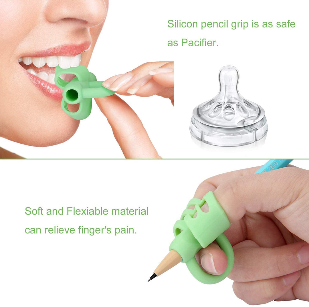 Party Propz Pencil Gripper For Kids Writing - 3Pcs Pencil Holder, Pen Holder Or Finger Grip Handwriting Pencil Grip Holder For Beginner, Kids 3 Years, Preschoolers/Pen Holder For Kids, Multi