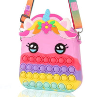 Party Propz Small Unicorn Pop It Backpack/Pop It Bag for Girls - Pack of 1 Pop It Bag for School with Adjustable Strap - Multicolor