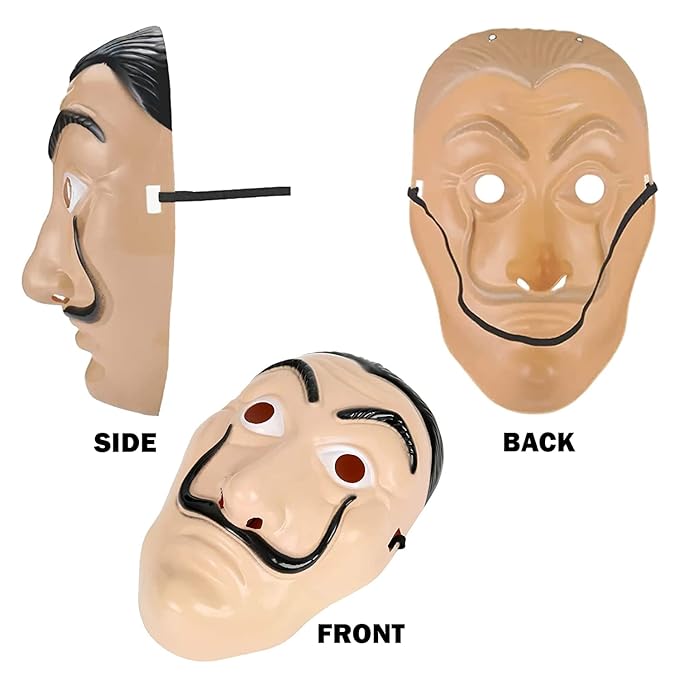 Party Propz Salvador Dali Mask - Pack Of 6 | Comic Face Mask for Kids, Adults | Hacker Mask | Money Heist Mask | Fun Party Face Mask Set for Birthday Surprise | Full Face Mask | Adult Party Face Mask