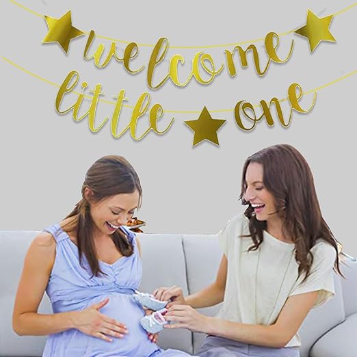 Party Propz Golden Welcome Little One Banner - Baby Shower Banner | For Welcome Home Decoration | With Welcome Home Banner | Welcome Home Decor for Baby Shower | Baby Shower Decoration (Cardstock)