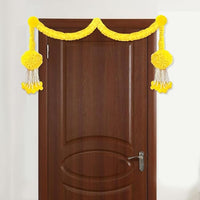 Party Propz Artificial Marigold Flowers Garlands -2pcs Door Hangings for Home | Flower Garland | Haldi Decoration Items for Marriage | Yellow Marigold Garlands for Decoration | Mandir Decoration Items