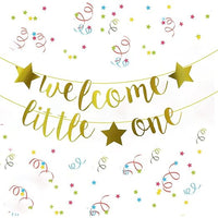 Party Propz Golden Welcome Little One Banner - Baby Shower Banner | For Welcome Home Decoration | With Welcome Home Banner | Welcome Home Decor for Baby Shower | Baby Shower Decoration (Cardstock)
