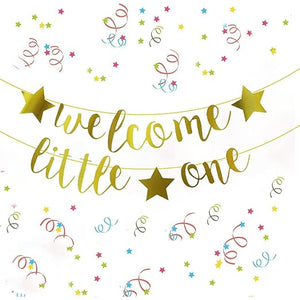 Party Propz Golden Welcome Little One Banner - Baby Shower Banner | For Welcome Home Decoration | With Welcome Home Banner | Welcome Home Decor for Baby Shower | Baby Shower Decoration (Cardstock)