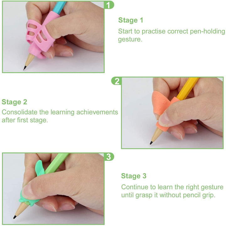 Party Propz Pencil Gripper For Kids Writing - 3Pcs Pencil Holder, Pen Holder Or Finger Grip Handwriting Pencil Grip Holder For Beginner, Kids 3 Years, Preschoolers/Pen Holder For Kids, Multi