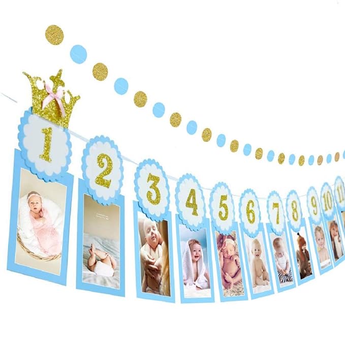 Party Propz 1-12 Month Photo Banner for Decoration (Blue)