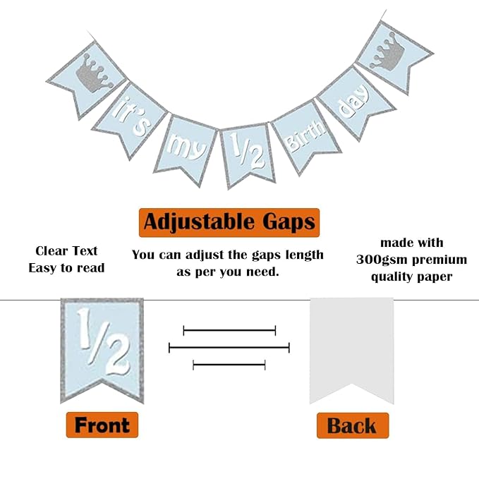 Party Propz Half Birthday Decoration For Baby Boy Combo - 85Pcs Items Set For Half Year Birthday Decorations For Boys - 1/2 Birthday Decorations For Boys - 6 Month Birthday Decorations For Boy