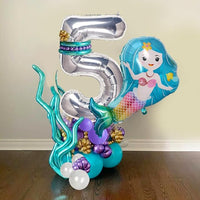 Party Propz Mermaid Theme Birthday Decorations-38Pcs Mermaid Theme Foil Balloons Set|Mermaid Balloons For Happy Birthday Decoration|5Th Birthday Decoration For Girls,Multicolor
