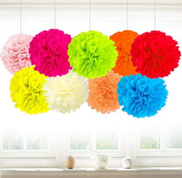 Party Propz Multicolour Paper Pom Pom Decoration Items - 9Pcs for Ceiling Hanging Decoration Items