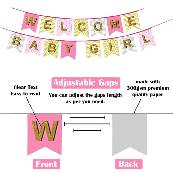 Party Propz Welcome Baby Decoration- Huge 47Pcs|New Born Baby Welcome Home|Cradle Naming Ceremony Decoration Kit For Kids|Welcome Housewarming Home Princess|Metallic Foil Balloons For Decoration