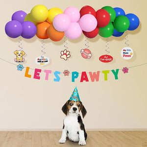 Party Propz Dog Birthday Decorations - 43 Pcs Dog Birthday Accessories | Lets Pawty Balloon | Dog Party Hat | Dog Birthday Cap | Dog Party Swirlls Dog Party Decorations | Lets Pawty Banner(Cardstock)