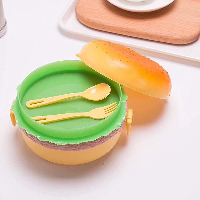 Party Propz Burger Tiffin Box For Sandwich, Snacks , 3Tier Kids Lunch Box For School Boys & Girls, Kids- Insulated (Polypropylene, Multicolor), 3 Liter