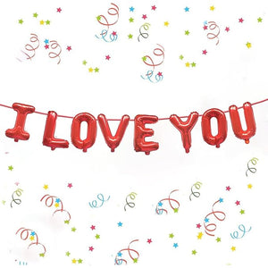 Party Propz I Love You Foil Balloon For Decoration - I Love You Balloons | I Love U Decoration Items | Birthday Decoration | Anniversary Love Decoration| Anniversary Decoration Items For Room