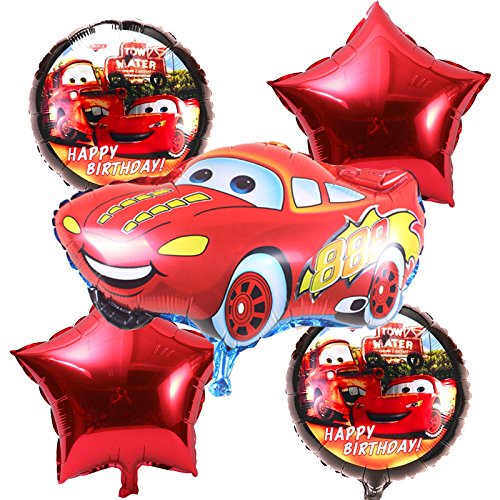 PARTY PROPZ THEME CAR THEME FOIL BALLOON BOUQUET SET OF 5/ CAR PARTY DECORATION/CAR PARTY SUPPLLY