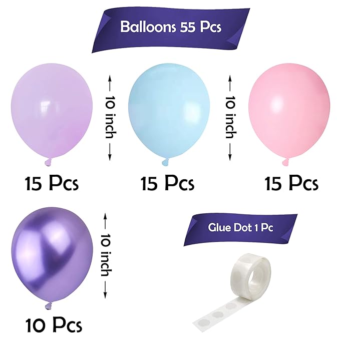 Party Propz Mermaid Balloons for Birthday Decoration - Cute 56Pcs Balloon Decoration for Birthday | Birthday Decoration Items for Girl | Mermaid Theme Birthday Decorations | Balloon Decoration Kit