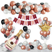Party Propz Rose Gold Birthday Decorations 85pcs for Girls Paper Bunting with Confetti Balloons, Celebration