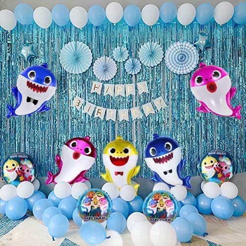 Party Propz Baby Shark Foil Balloons For Decorations-Combo Of 6Pcs For Baby Shark Theme Birthday Decorations|Baby Shark Balloons|Birthday Decoration Items For Boy,Girls,Multicolor