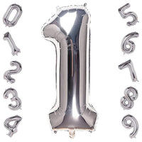 Party Propz Large 1 Number Foil Balloon - 16 Inch Silver Foil balloons for 1st birthday decorations | Anniversary Decoration | Balloon Decoration | Second Birthday Balloons, Anniversary balloon