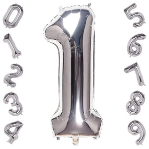 Party Propz Large 1 Number Foil Balloon - 16 Inch Silver Foil balloons for 1st birthday decorations | Anniversary Decoration | Balloon Decoration | Second Birthday Balloons, Anniversary balloon