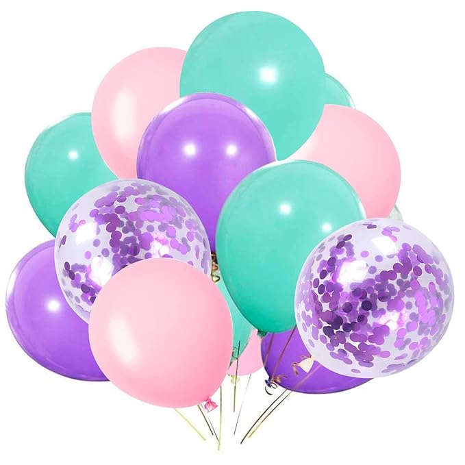 Party Propz Mermaid Balloons for Birthday Decoration - Cute 27Pcs Balloon Decoration for Birthday | Birthday Decoration Items For Girl | Mermaid Theme Birthday Decorations | Balloon Decoration Kit