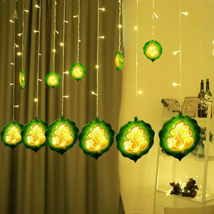 Ganpati Leaf Led Lights for Home Decoration - 12LED, 8 Flashing Mode, Lights for Decoration for Home