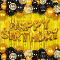 Party Propz Happy Birthday Decoration Kit Combo - 33pcs Metallic Rubber Balloons with Happy Birthday Letter Foil Balloon, Foil Curtain/Happy Birthday Decorations Items Set