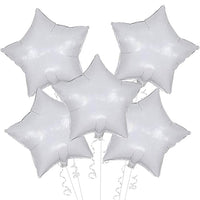 Party Propz 5Pcs 18 inch White Star Foil Balloons for Birthday | Anniversary |Party Decoration