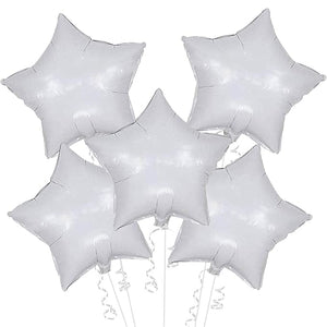 Party Propz 5Pcs 18 inch White Star Foil Balloons for Birthday | Anniversary |Party Decoration