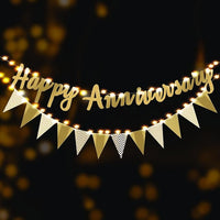 Party Propz Happy Anniversary Banner Golden | Happy Anniversary Decoration Items Kit | Anniversary Banner | Wedding Anniversary Decoration Items | Anniversary Decoration for Couple, Boyfriend, Husband