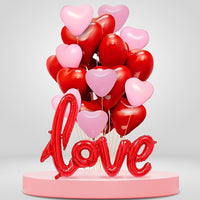 Party Propz Heart Shape Balloons - Pack of 31 Pcs, Anniversary Decoration Items | With Red And Pink Heart Shape Balloons | Love Foil Balloon | Happy Anniversary Decoration Kit For Husband, Wife